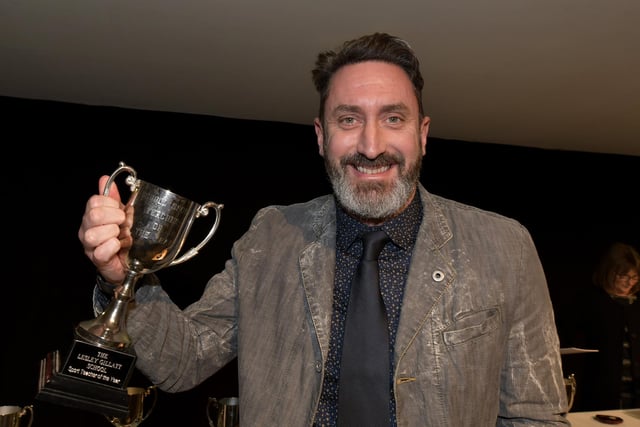 Jono Greening collects the Lesley Gillatt Sports Teacher of the Year award on behalf of younger brother Josh Greening.