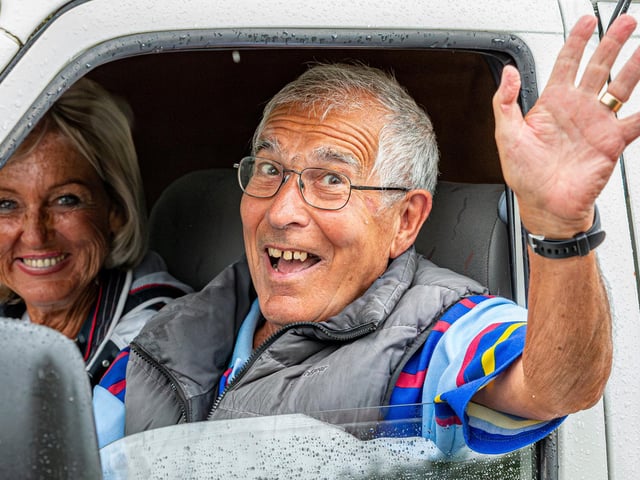 A wave from Ivan Ash, with regatta president Jane Kenyon-Miller to the left.
picture: Brian Murfield