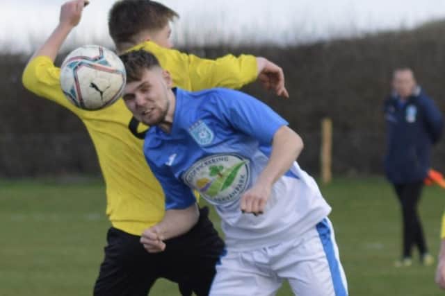 Pictured against Goldsborough, Jordan Anderson would score his first goal for the club on his full debut for Heslerton at Rosedale in Saturday's Hospital Cup. quarter-final