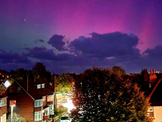 Scarborough residential area illuminated by the Northern Lights.