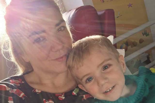 Retinoblastoma patient Harvey with mum Jill.
