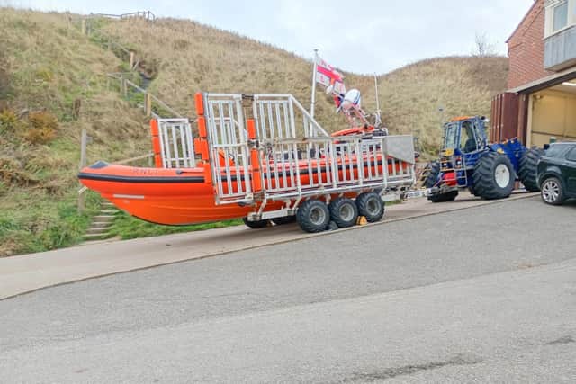 Shelagh E Wallace frames the Flamborough South Landing lifeboat.