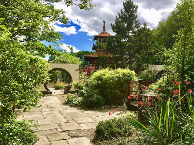 Pagoda amongst the trees, Peasholm Park.
