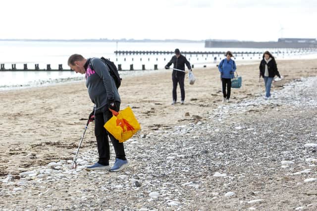 Volunteers gathered twelve bags of litter
