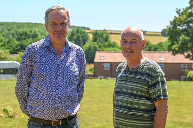 NIMBYs Rob Booth (left) and Brendan McEvoy (right), both opposed the plan, which proposed to erect six wind turbines near Bridlington.