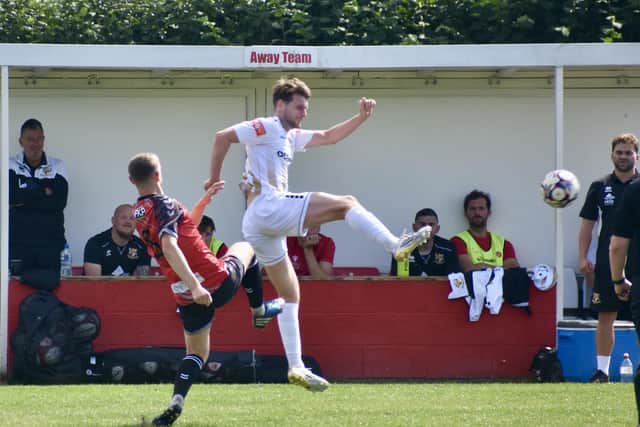 Will Annan on the attack for the Seasiders at Knaresborough Town. Phot by Alexander Fynn