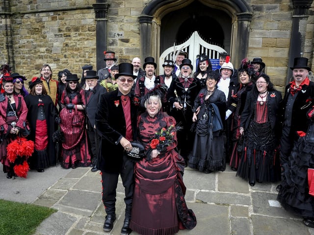 Paul and Ann Greenfield renewn their marriage vows, at a service in St Mary's Church, nine years after getting married at Whitby Register Office during a Goth weekend.Photo by Andrew Higgins.
