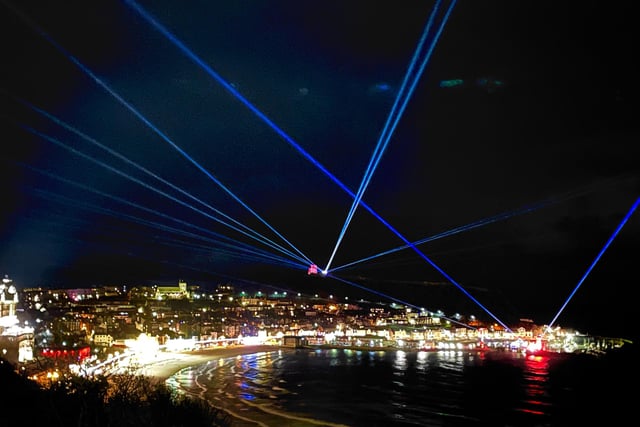 Scarborough lit up by laser light!
picture: Hayley Richardson.