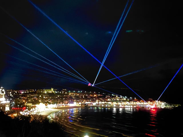 Scarborough lit up by laser light!
picture: Hayley Richardson.