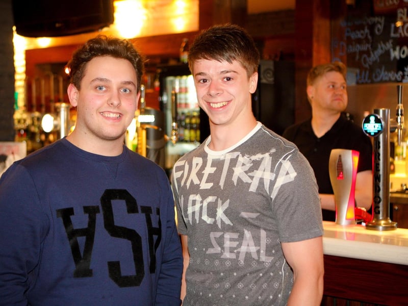 Best pals Josh and Matt enjoying a pint after a hard day's graft in Blue Lounge