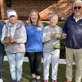Borough vice-president Caroline Watson presenting the prizes at the Nalton Pairs final.