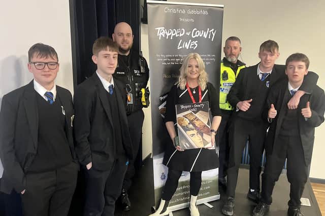 Author Christina Gabbitas, visited George Pindar School in Scarborough to talk about the dangers of county lines.