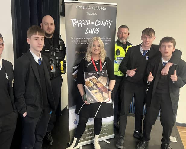 Author Christina Gabbitas, visited George Pindar School in Scarborough to talk about the dangers of county lines.