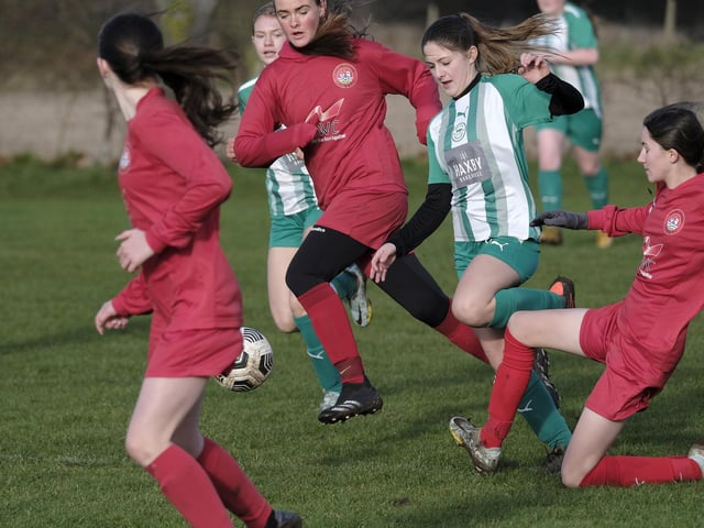 The teams battle it out at Sherburn
