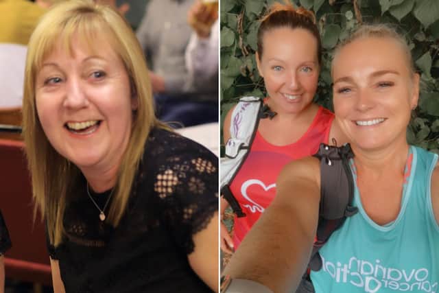 Left: June Mead; right: Great North Runners Charlie Murgatroyd and Lisa Barrett, who are tackling the run for the first time.