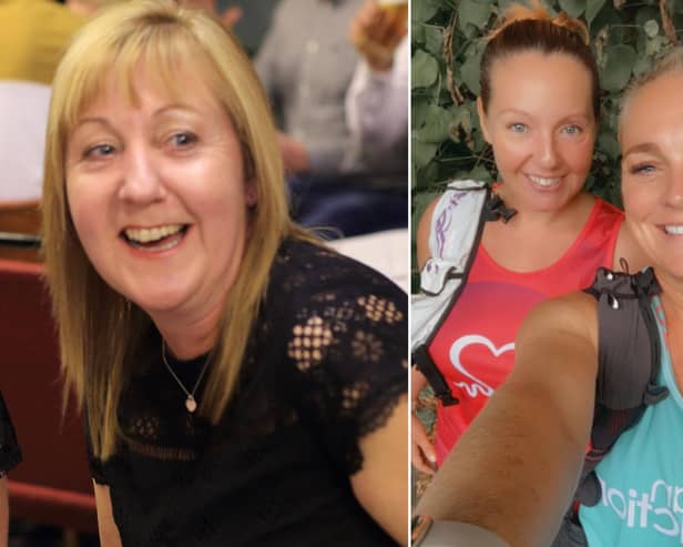 Left: June Mead; right: Great North Runners Charlie Murgatroyd and Lisa Barrett, who are tackling the run for the first time.