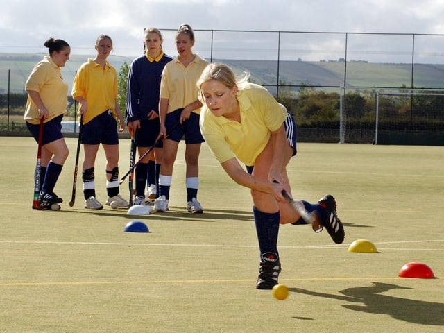 England hockey team coach Norman Hughes training session with Pindar School's young players