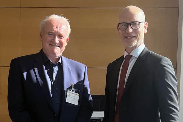 Mike Padgham, left, with Social Care Minister, Stephen Kinnock, right.
