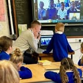 Youngsters at Sleights School enjoy a virtual meeting with children at Linda Community School in Livingstone, Zambia.