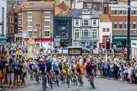 The 2022 AJ Bell Tour of Britain peloton ride through Whitby.