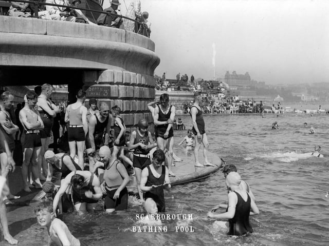 Scarborough bathing pool in South Bay. Built during the First World War, it opened in July 1915 and offered unheated sea bathing until the 1980s.