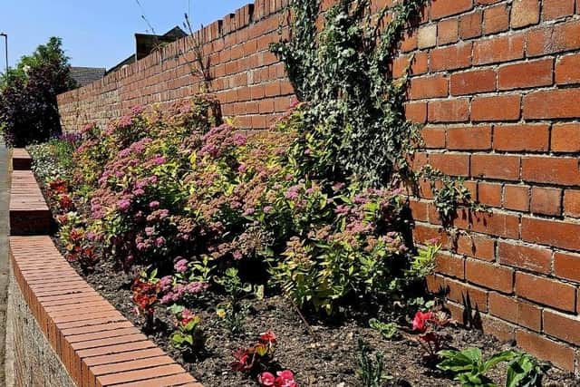 The freshly planted borders