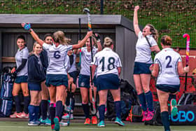 Whitby Ladies jump for joy after their first win of the season, a 4-3 success at home to Norton. PHOTOS BY BRIAN MURFIELD