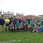 The two teams line up at Pocklington RUFC Presidents's Day. Photo by Pat Holbrough