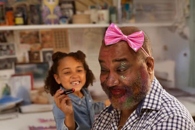 St John Save a Life Dad hairdo by toddler