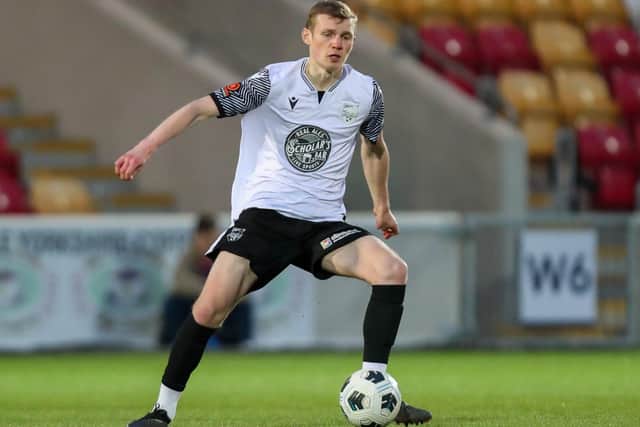 Nick Hutton in action during Boro's NRCFA Senior Cup final win earlier this year. PHOTO BY VIKING PHOTOGRAPHY YORK