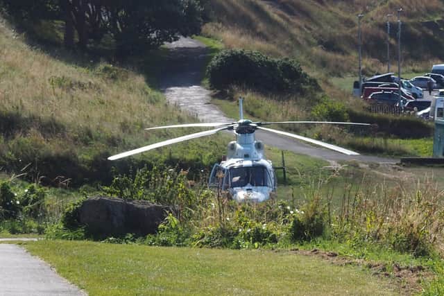 The air ambulance was pictured at the scene after a woman was seriously injured. (Photo: Scarborough.co.uk)