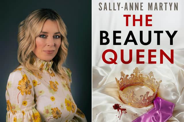 Author Sally-Anne Martyn and the front cover of her book, The Beauty Queen.