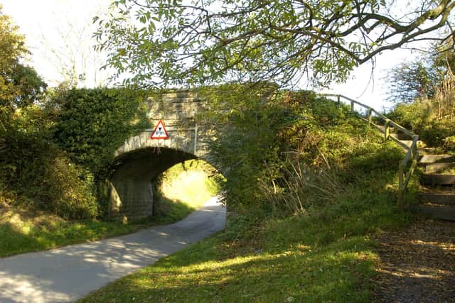 The starting point of the railway walk on the Cinder Track at Rocks Lane in Burniston..
074282a