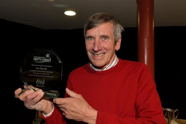 Zoe Aldcroft's Dad Dave collects the special recognition award on behalf of his daughter