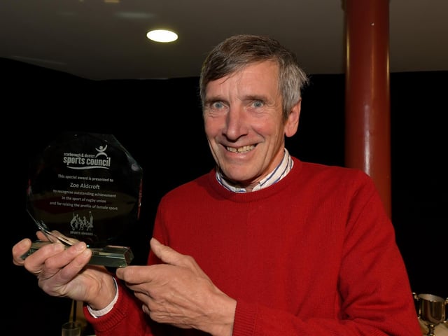 Zoe Aldcroft's Dad Dave collects the special recognition award on behalf of his daughter