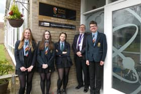 Rob Williams, Headteacher at Malton School, with year 11 students who have been elected by their peers as President and Vice President.