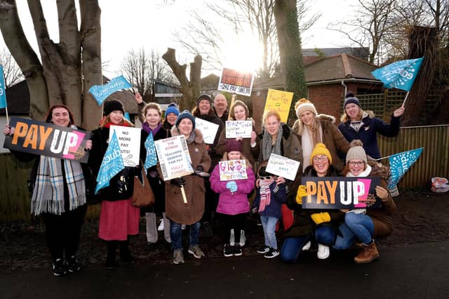 Staff at Scarborough Sixth Form picket line.