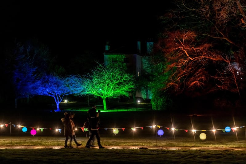 The stunning trees surrounding the historic house were bathed in colourful light.