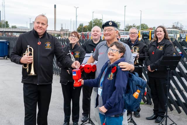 Denis and Barbara Scaife with The East Riding of Yorkshire Band.