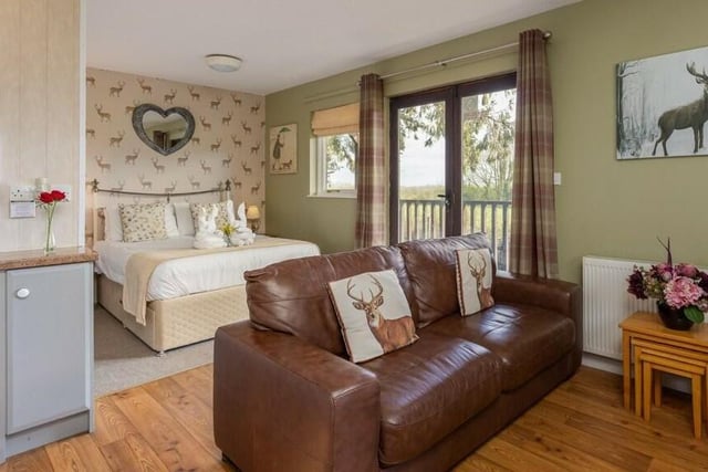 Inside one of the open plan style lodges.