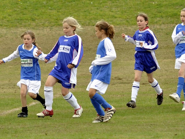 Primary schools girls soccer tournament at Stakesby School.
Egton (blue tops, blue shorts) v Sleights
w094107e