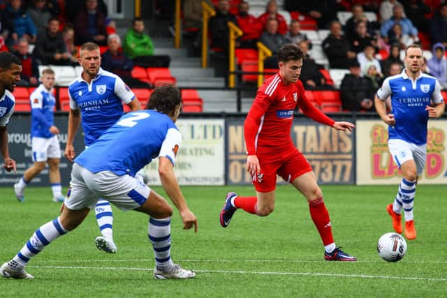 Boro forward Dom Tear pushes on.