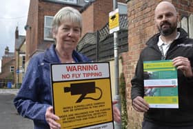 Councillor Lyn Healing and Matt Gent, the council’s service manager for environmental enforcement, launch the Love Where You Live campaign.