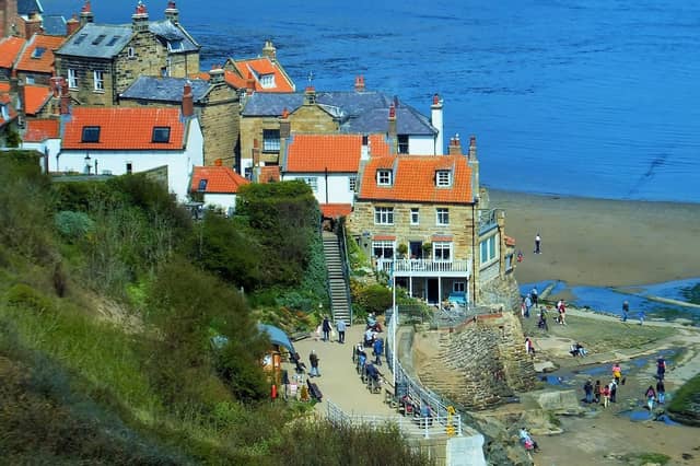 Robin Hood's Bay walk - View of Robin Hood's Bay red rooftops.