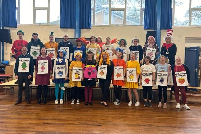 Staff at East Ayton School with their Mister Men and Little Miss theme!