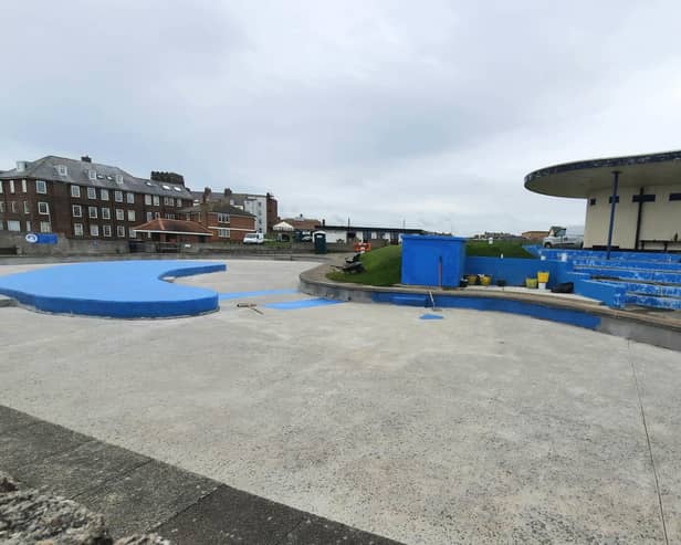 The outdoor paddling pool on Whitby's West Cliff, pictured on Tuesday June 27.