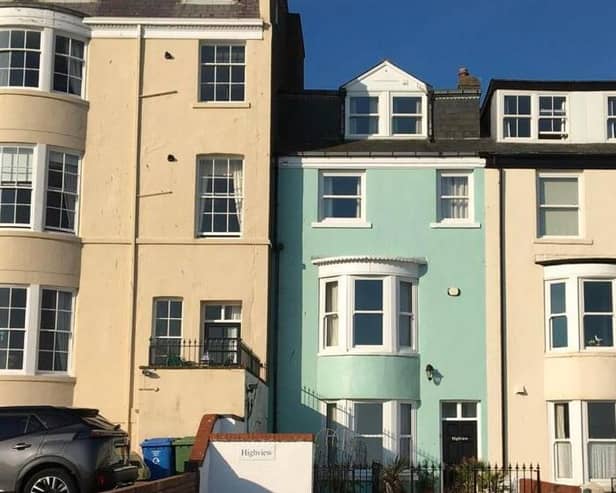 An exterior view of the Grade ll-listed, six-bedroom property for sale in a prominent Scarborough location.