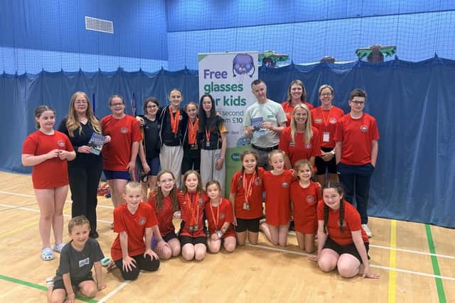 Scarborough Swimming Club swimmers and sponsors Specsavers Scarborough are pictured during the SSC Summer A&B meet.