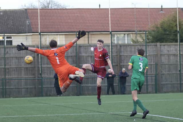 Pandas have an effort stopped by the United keeper. PHOTOS BY TCF PHOTOGRAPHY
