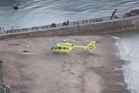Yorkshire Air Ambulance on Tate Hill Sands, Whitby. picture: Andy Ainsworth